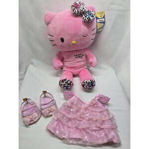 2012 Hello Kitty Build A Bear Workshop Pink- Leopard Paws Winking 18" With Bow